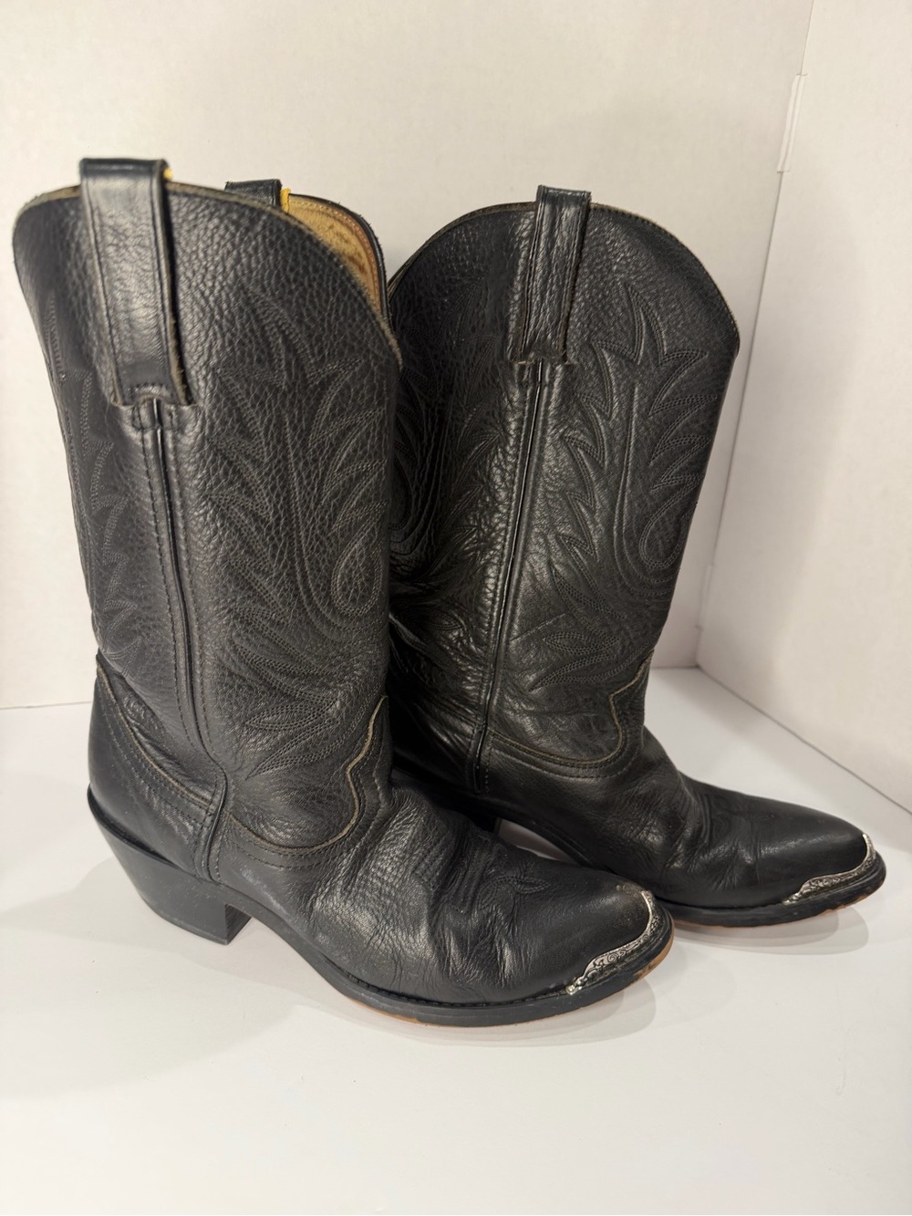 Durango Black Leather Western Cowboy Boots with Stitched Shaft